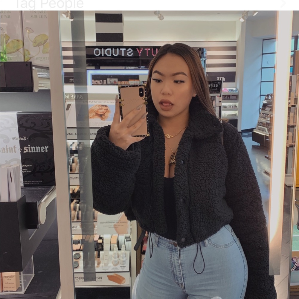 Black Teddy bear bomber jacket